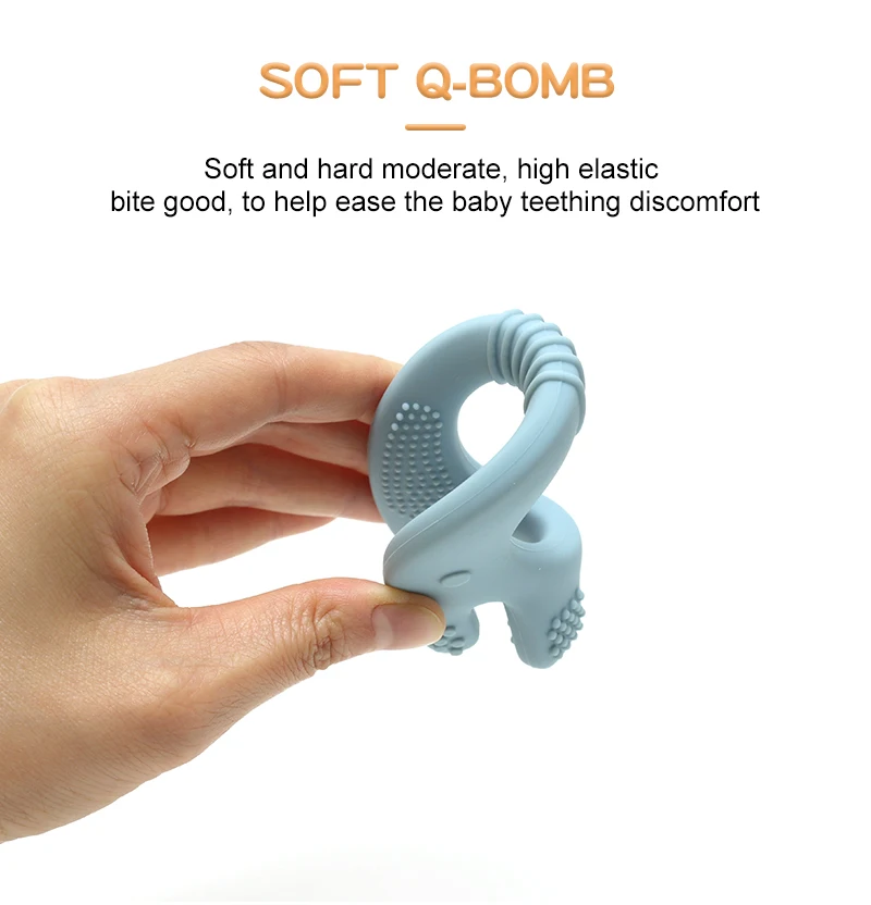New Elephant Shape Silicone Teether Food Grade Cut Chubby Elephant Baby Teething Toy