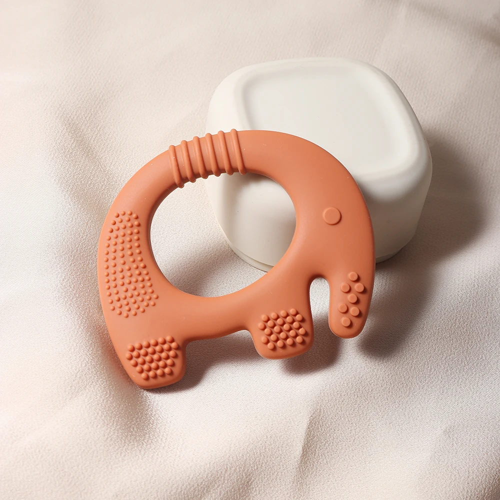 New Elephant Shape Silicone Teether Food Grade Cut Chubby Elephant Baby Teething Toy