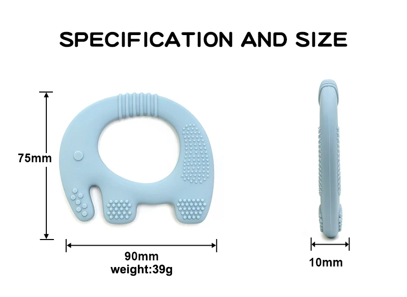 New Elephant Shape Silicone Teether Food Grade Cut Chubby Elephant Baby Teething Toy