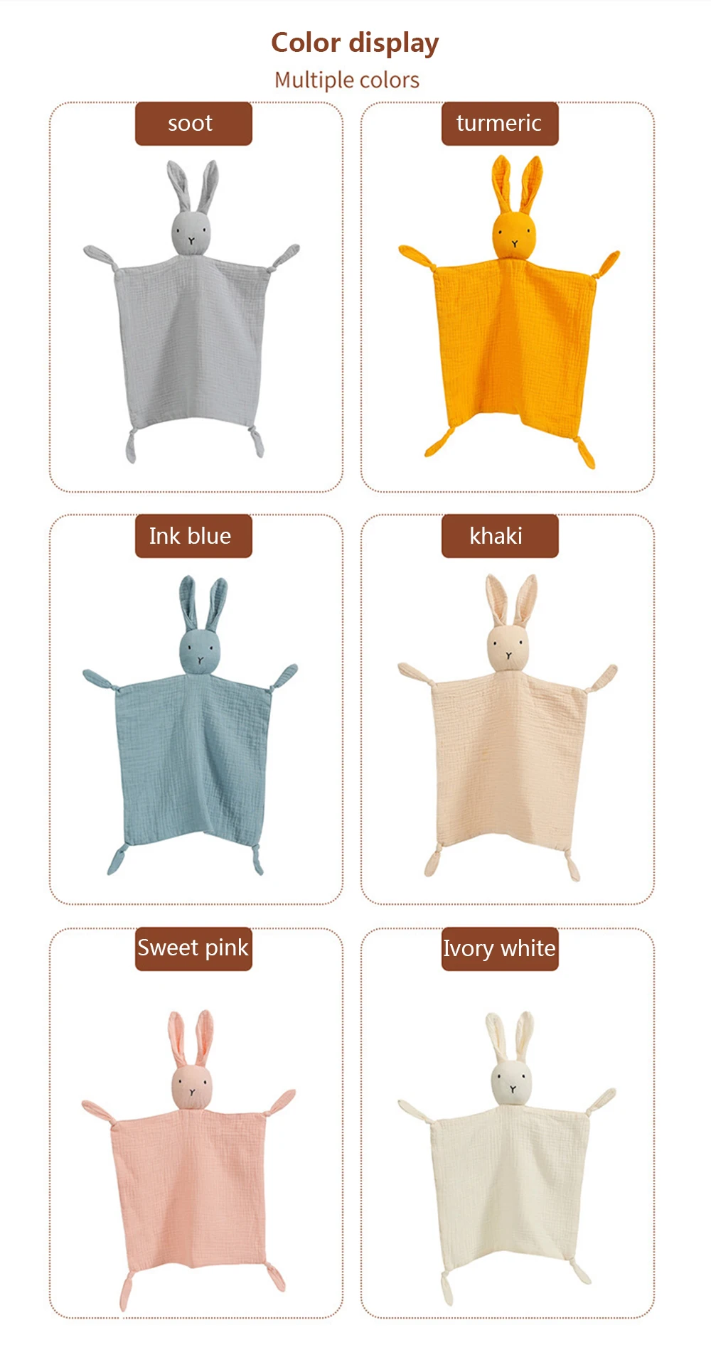Baby Cotton Muslin Comforter Blanket Soft Newborn Sleeping Dolls Kids Fashion Sleep Toy Soothe Appease Towel Bibs