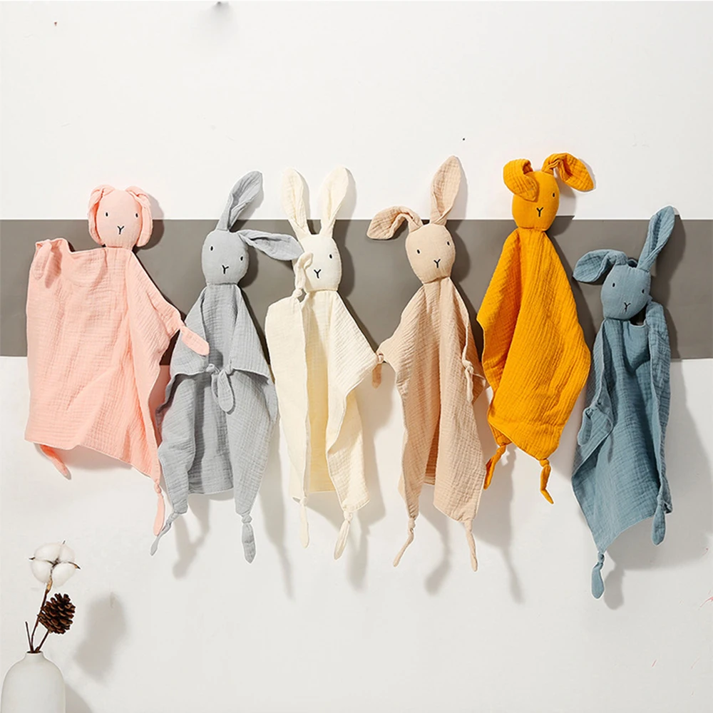 Baby Cotton Muslin Comforter Blanket Soft Newborn Sleeping Dolls Kids Fashion Sleep Toy Soothe Appease Towel Bibs