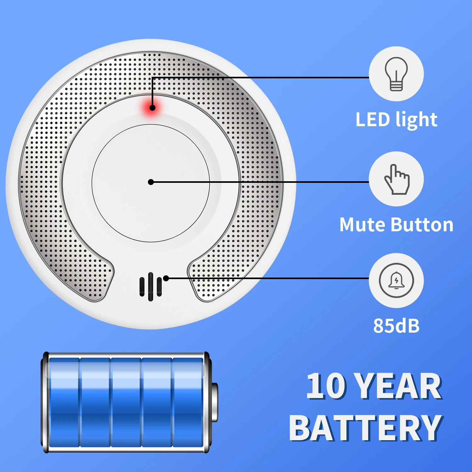 10 Year Battery Interconnected Smoke Detector / Remote controller, Interlinked Wireless Fire Alarm,VS03F/RC07
