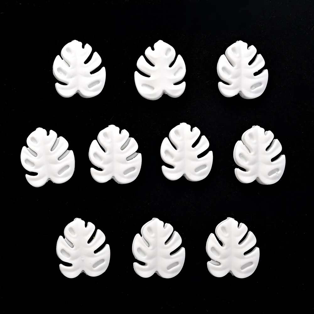 10Pcs Cartoon Leaf Silicone Beads Baby Teether Toy Infant Pacifier Chain Chewable Nursing Teether For DIY Handmade Accessories