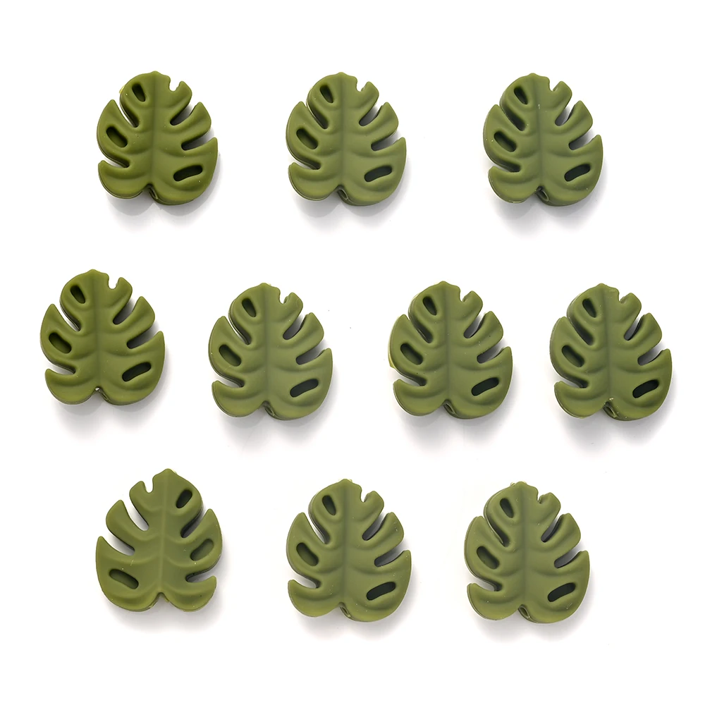 10Pcs Cartoon Leaf Silicone Beads Baby Teether Toy Infant Pacifier Chain Chewable Nursing Teether For DIY Handmade Accessories