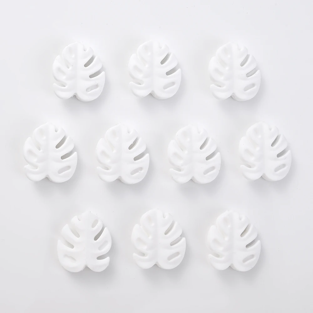 10Pcs Cartoon Leaf Silicone Beads Baby Teether Toy Infant Pacifier Chain Chewable Nursing Teether For DIY Handmade Accessories