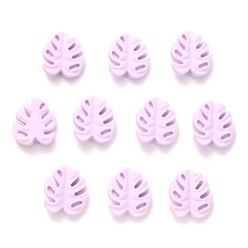 10Pcs Cartoon Leaf Silicone Beads Baby Teether Toy Infant Pacifier Chain Chewable Nursing Teether For DIY Handmade Accessories