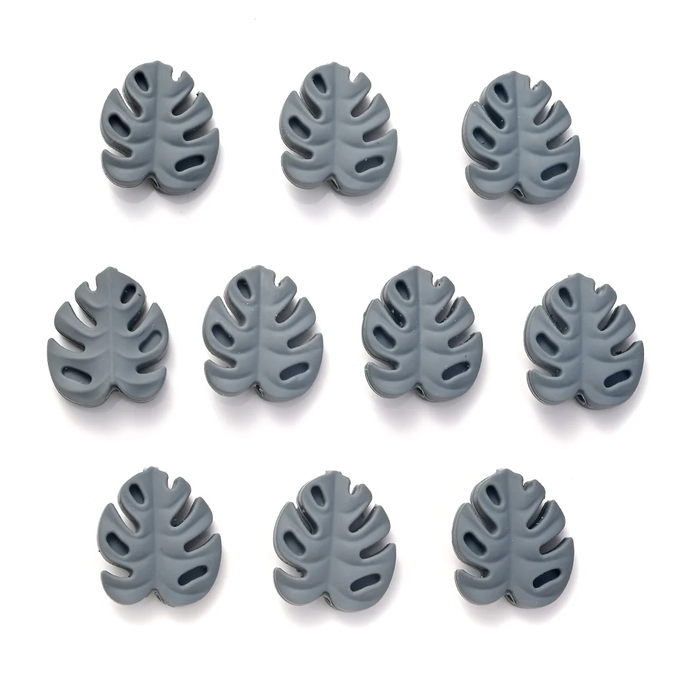 10Pcs Cartoon Leaf Silicone Beads Baby Teether Toy Infant Pacifier Chain Chewable Nursing Teether For DIY Handmade Accessories