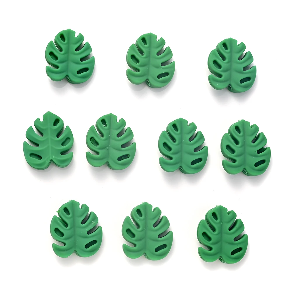 10Pcs Cartoon Leaf Silicone Beads Baby Teether Toy Infant Pacifier Chain Chewable Nursing Teether For DIY Handmade Accessories