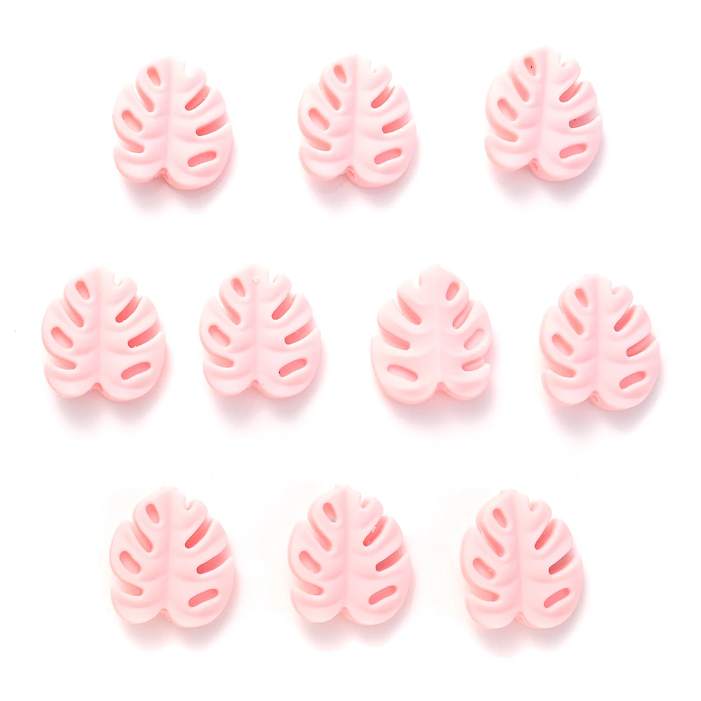10Pcs Cartoon Leaf Silicone Beads Baby Teether Toy Infant Pacifier Chain Chewable Nursing Teether For DIY Handmade Accessories