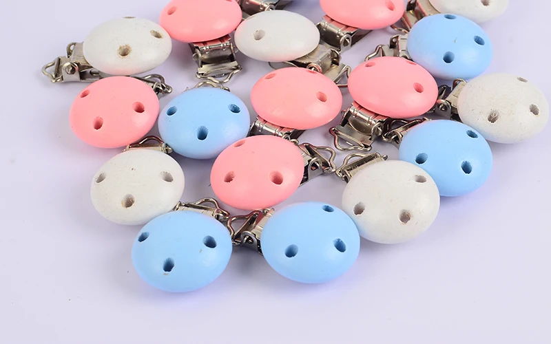 10Pcs Round Wood Pacifier Clip Baby Teething Dummy Clip Accessories for DIY Pacifier Chain Tool Wholesale