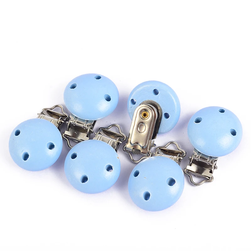 10Pcs Round Wood Pacifier Clip Baby Teething Dummy Clip Accessories for DIY Pacifier Chain Tool Wholesale