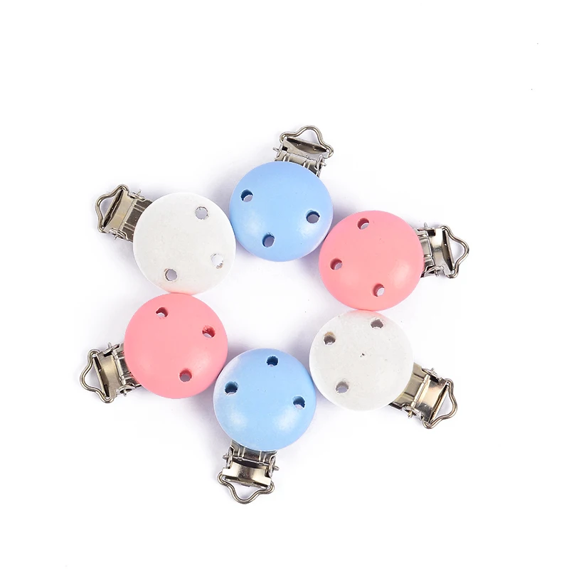 10Pcs Round Wood Pacifier Clip Baby Teething Dummy Clip Accessories for DIY Pacifier Chain Tool Wholesale