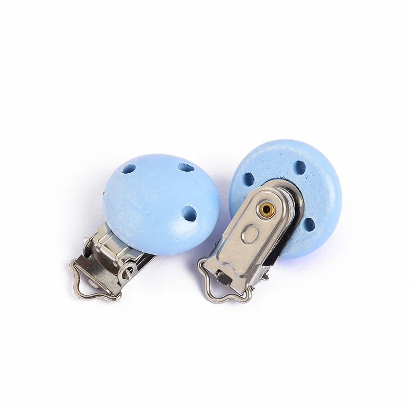 10Pcs Round Wood Pacifier Clip Baby Teething Dummy Clip Accessories for DIY Pacifier Chain Tool Wholesale