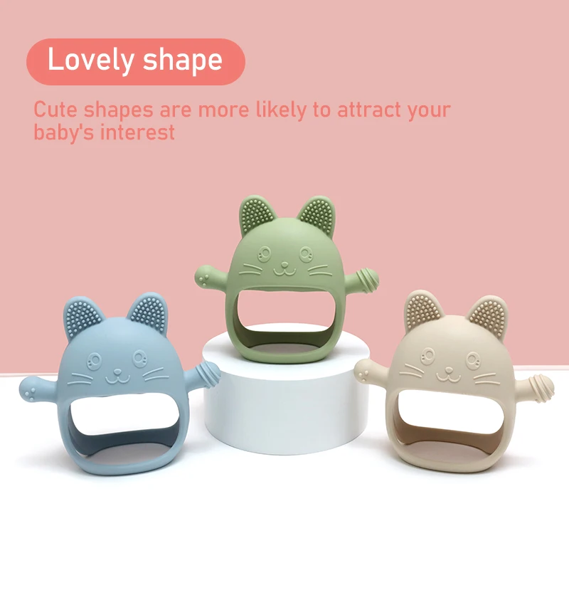 Mother Kids 1Pcs Food Grade Baby Toys Silicone Teether Toys Cartoon Shape Nursing Teething Ring Newborn Molar Baby Accessories