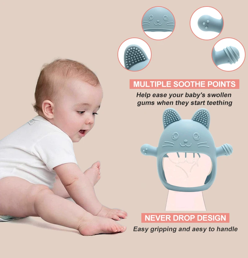 Mother Kids 1Pcs Food Grade Baby Toys Silicone Teether Toys Cartoon Shape Nursing Teething Ring Newborn Molar Baby Accessories