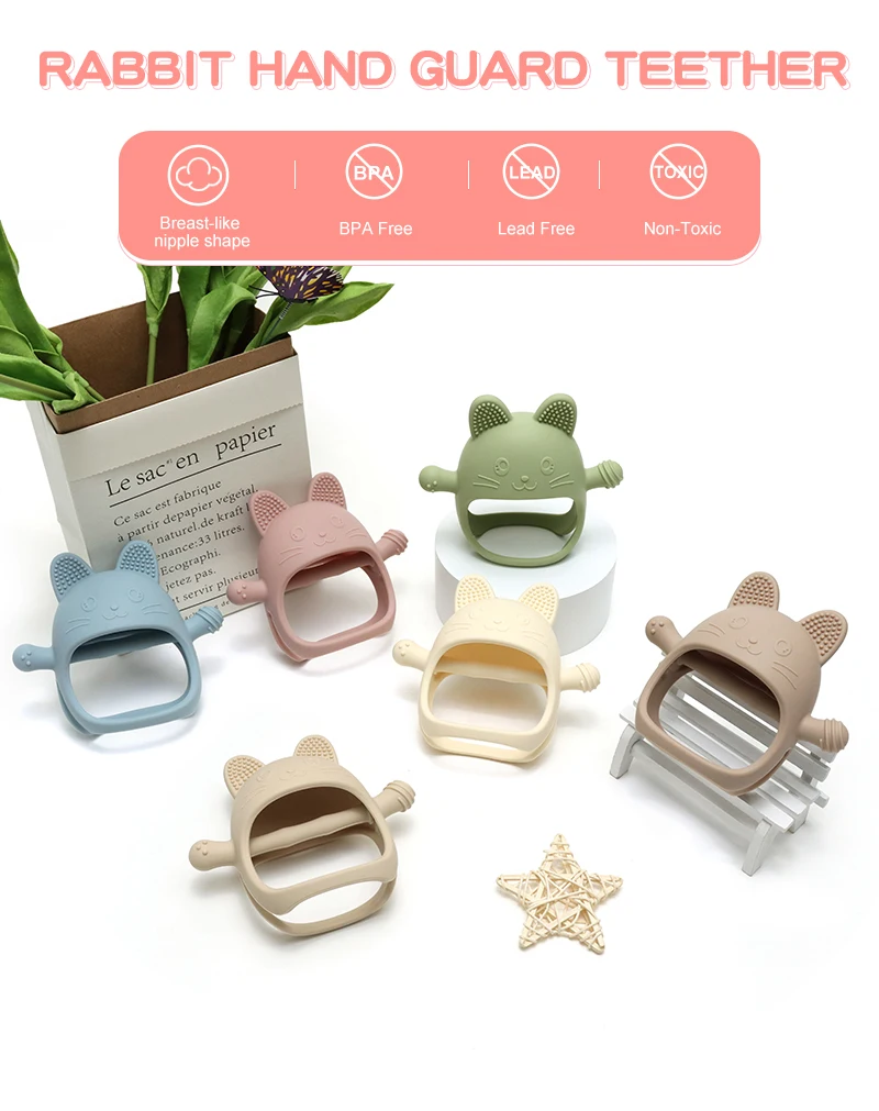 Mother Kids 1Pcs Food Grade Baby Toys Silicone Teether Toys Cartoon Shape Nursing Teething Ring Newborn Molar Baby Accessories