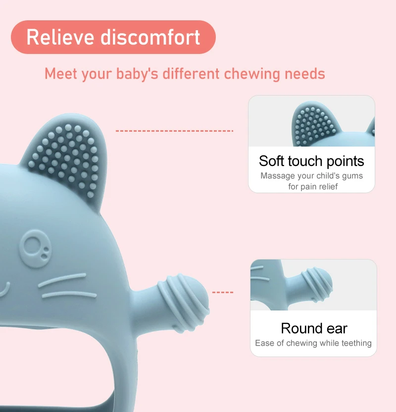 Mother Kids 1Pcs Food Grade Baby Toys Silicone Teether Toys Cartoon Shape Nursing Teething Ring Newborn Molar Baby Accessories