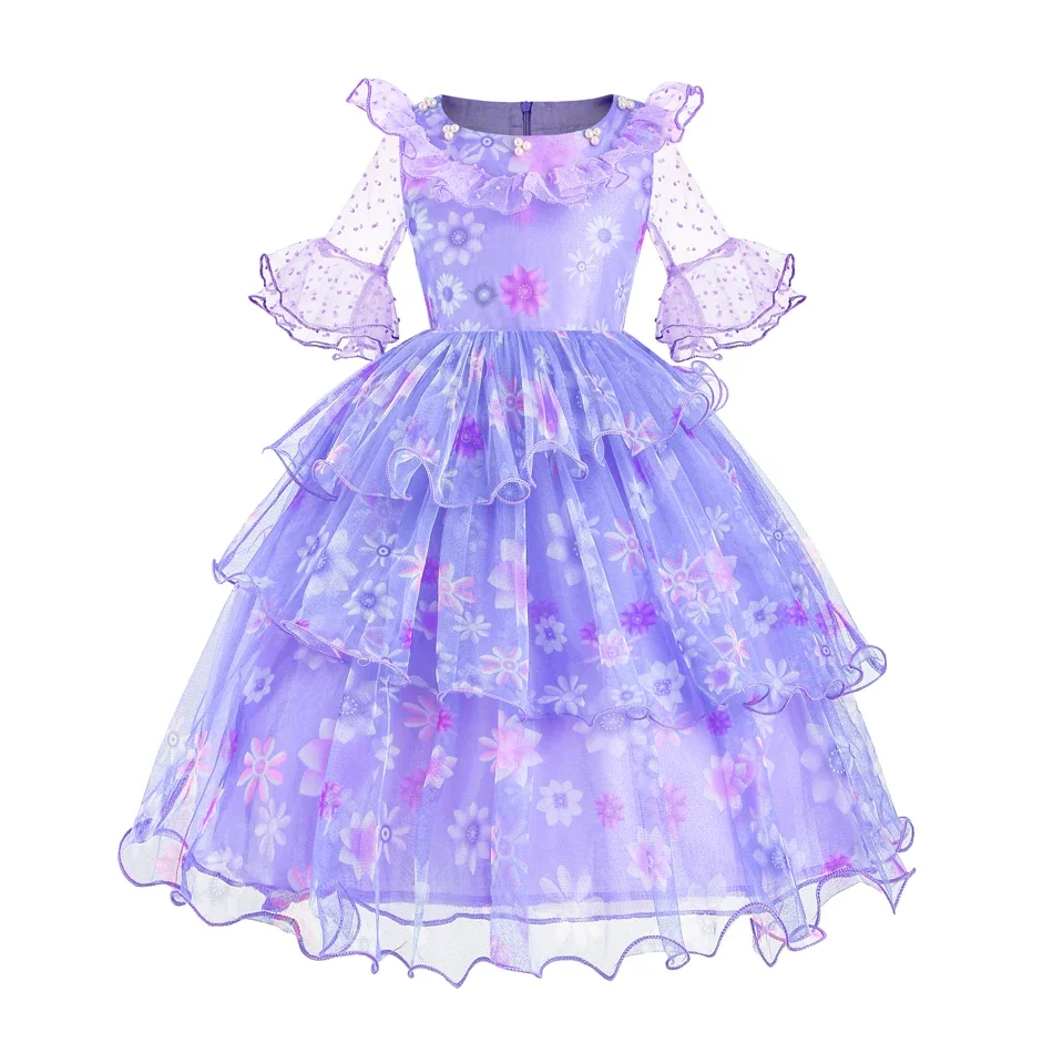 Encanto Costumes Cosplay Princess Dress Isabella Charm for Girls Carnival Christmas Birthday Party Mirabel Dress