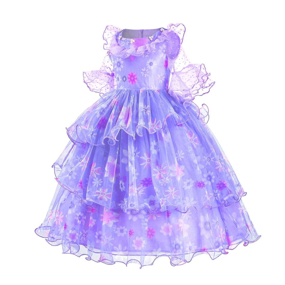 Encanto Costumes Cosplay Princess Dress Isabella Charm for Girls Carnival Christmas Birthday Party Mirabel Dress