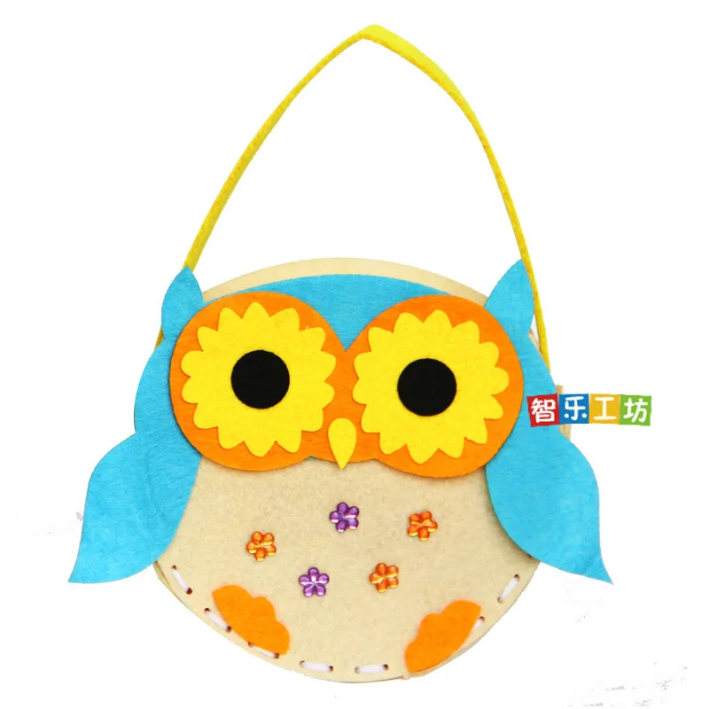 6Pcs Non-Woven Fabric DIY Sewing Handbag Children Craft Toy Cartoon Animal Flower Handmade Sewing Bag Educational Toys Kids Gift