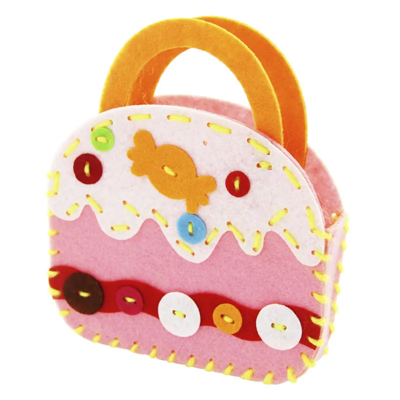 6Pcs Non-Woven Fabric DIY Sewing Handbag Children Craft Toy Cartoon Animal Flower Handmade Sewing Bag Educational Toys Kids Gift