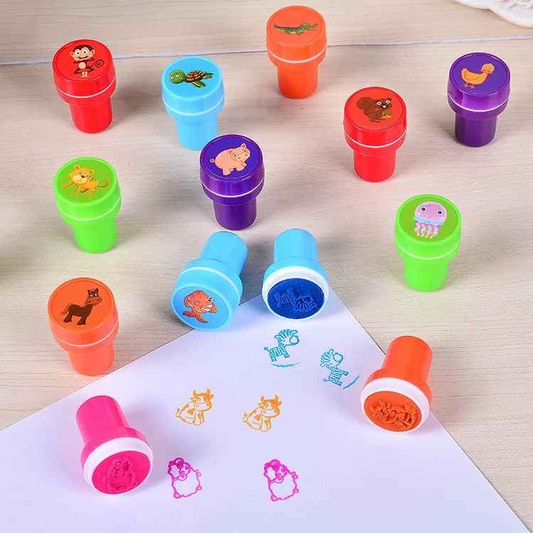 10pcs Assorted Stamps for Gift Self-ink Stamps Toy Stamps Smiley Face Seal Scrapbooking DIY Painting Photo Album Decor