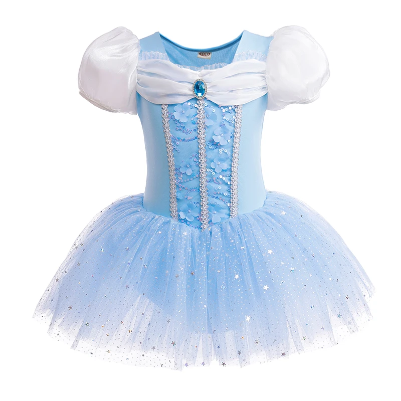 Girls Frill Sleeve Ballet Dress Dancewear Sports Gymnastics Practice Clothes Children Cosplay Costume Size 100-140