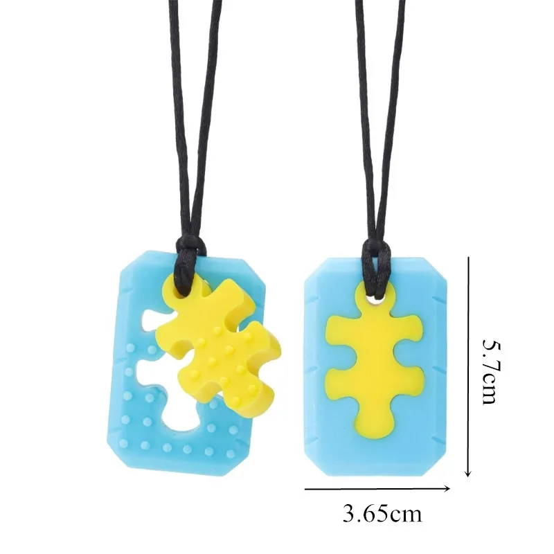 BPA Free Silicone Baby Teether Necklace Silicone Newborn Sensory Chewing Teethers for Children Autism ADHD Care Pendant Toys