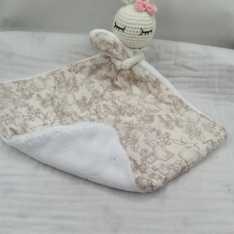Personalized Name Bunny Toy Lovely Baby Towel Feeding Bib Soft Security Blanket doudou Cotton Burping Cloth Infant Shower Gift