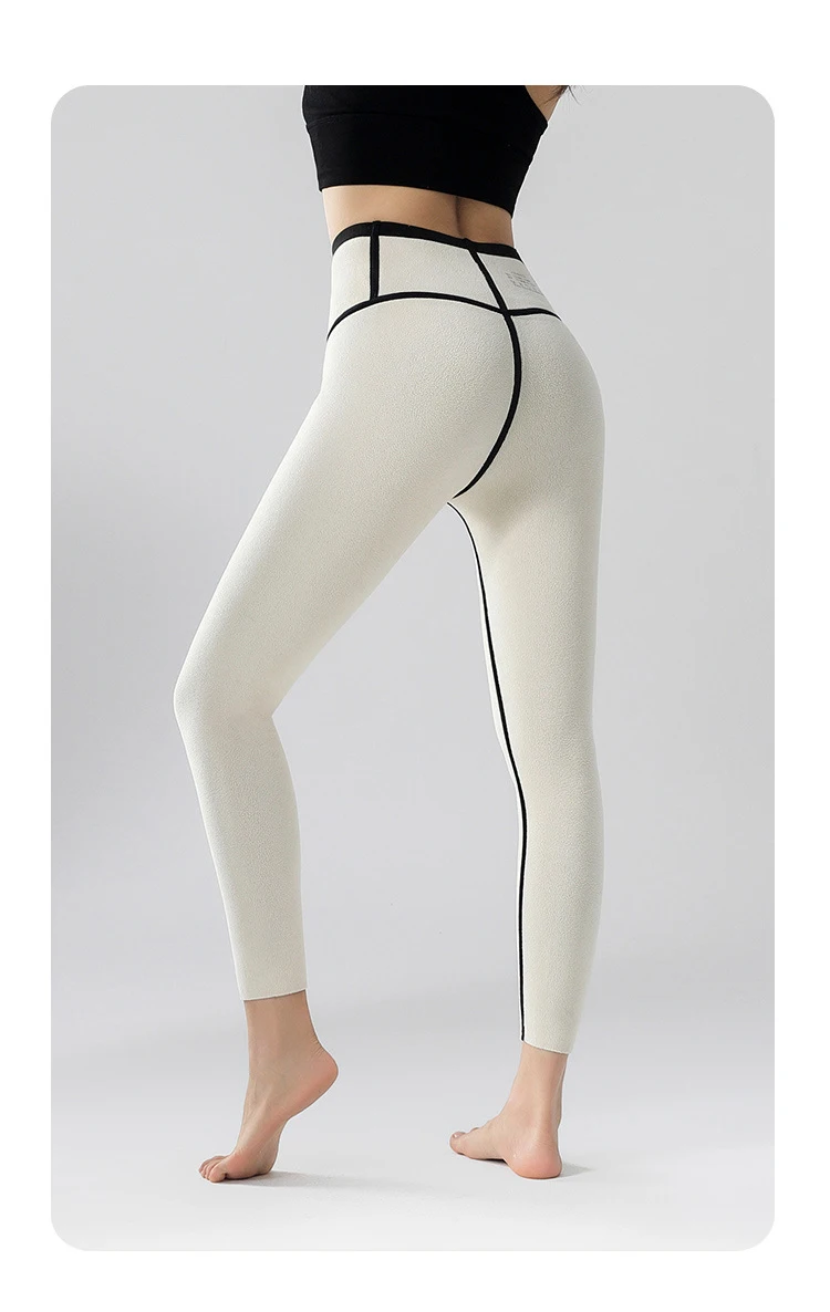 BIVIGAOS Autumn Winter High Waist Shark Leggings Women's Seamless Fleece Warm Leggings Slim Thin Casual Sports Fitness Leggings