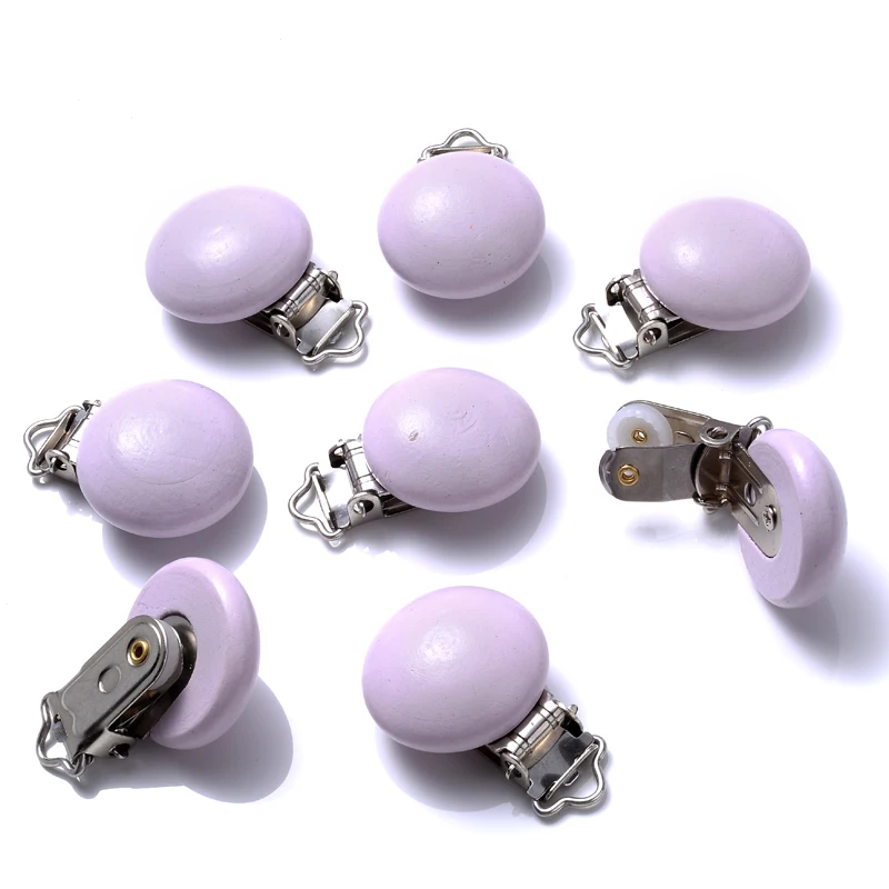 10Pcs 30mm Baby Wooden Pacifier Clips Round Wood Clip for Baby Pacifier Log Nipple Chain Holder Accessories BPA Free