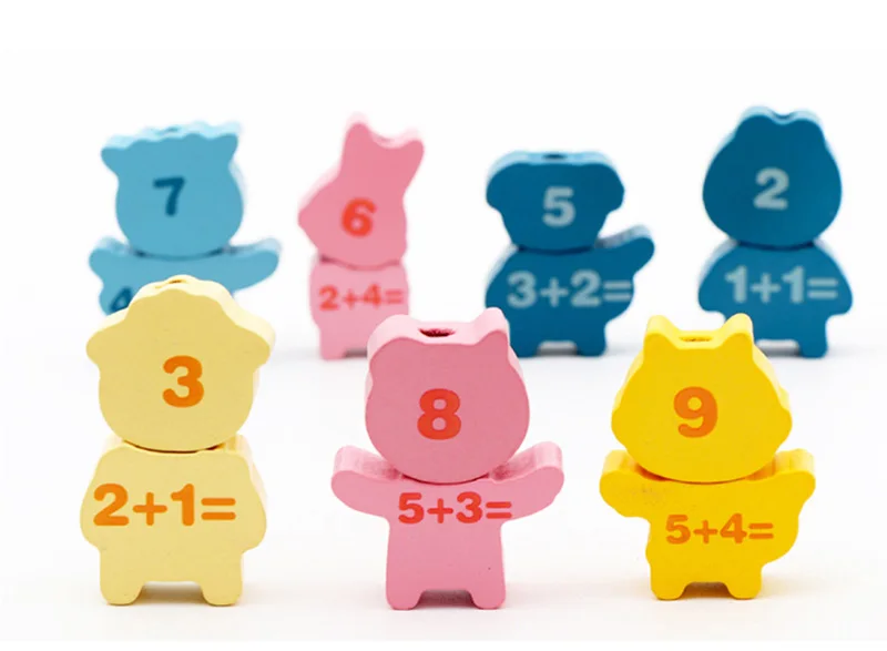 Kids Montessori Wooden Lacing Toy DIY Wooden Beads For Children Cartoon Animals Fruit Letter Digital Beads Threading Toys Gifts