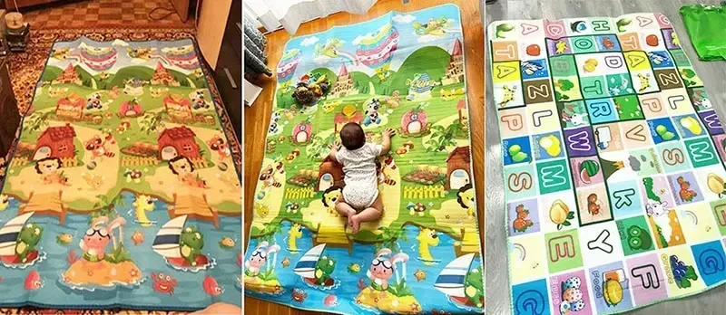 Baby Play Mat Doubel Sided Animals Soft Floor Toddler Crawling Carpet Game Activity Gym Kids Rug Educational Toys for Children