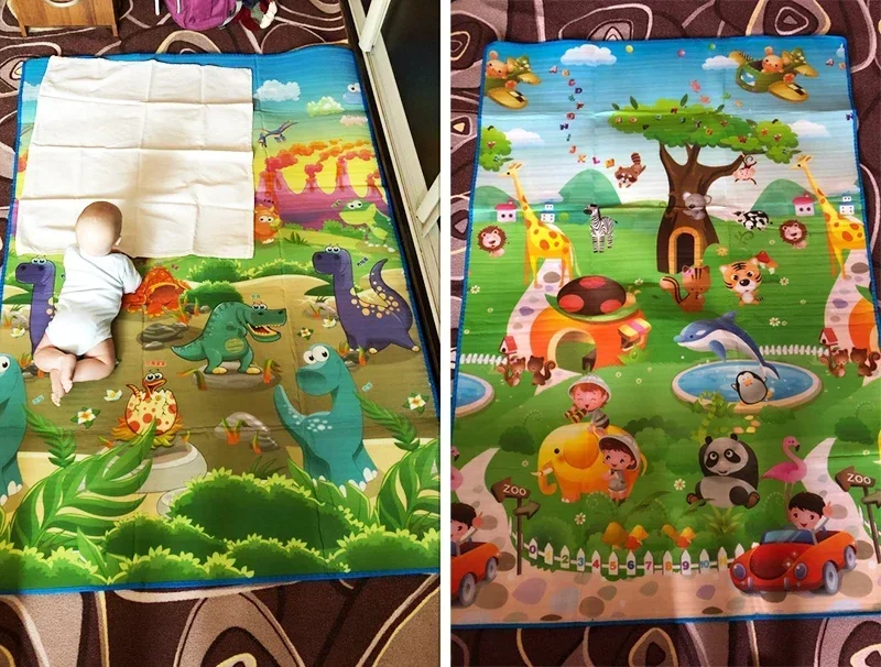 Baby Play Mat Doubel Sided Animals Soft Floor Toddler Crawling Carpet Game Activity Gym Kids Rug Educational Toys for Children