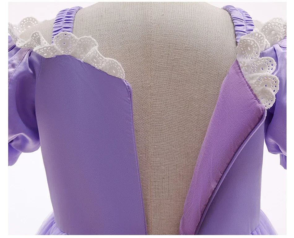 Girl Pink Aurora Cosplay Princess Dress Up Kids Christmas Halloween Tulle Fancy Rapunzel Costume for Children Girls Birthday