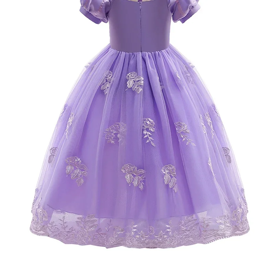 Girl Pink Aurora Cosplay Princess Dress Up Kids Christmas Halloween Tulle Fancy Rapunzel Costume for Children Girls Birthday