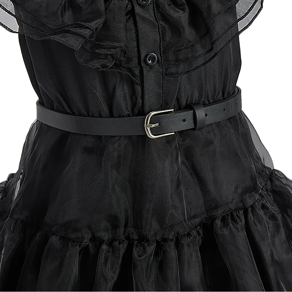 Girl Costume Kids Cosplay Black Witch Princess Dress Children Pageant Dinner Dress Girl Halloween Party Dancing Clothing