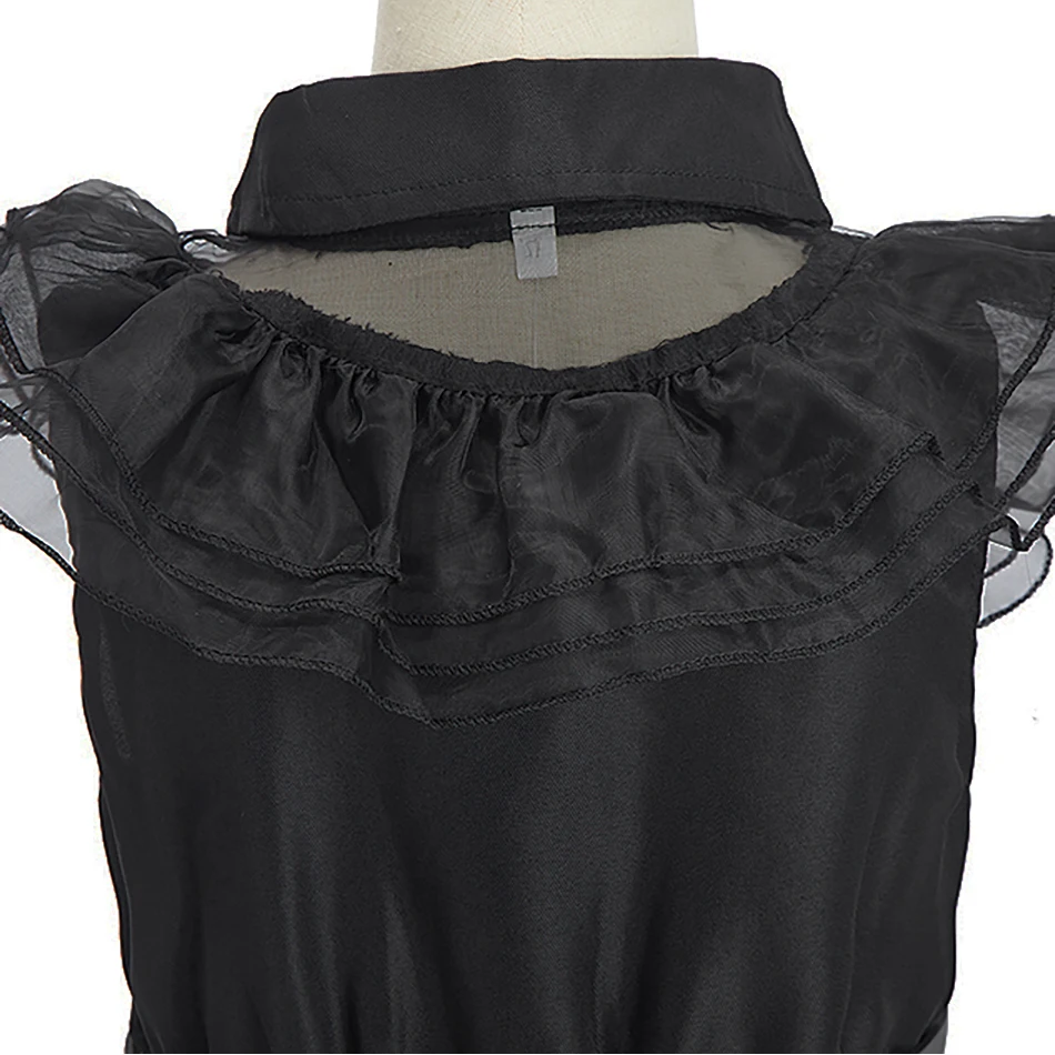 Girl Costume Kids Cosplay Black Witch Princess Dress Children Pageant Dinner Dress Girl Halloween Party Dancing Clothing