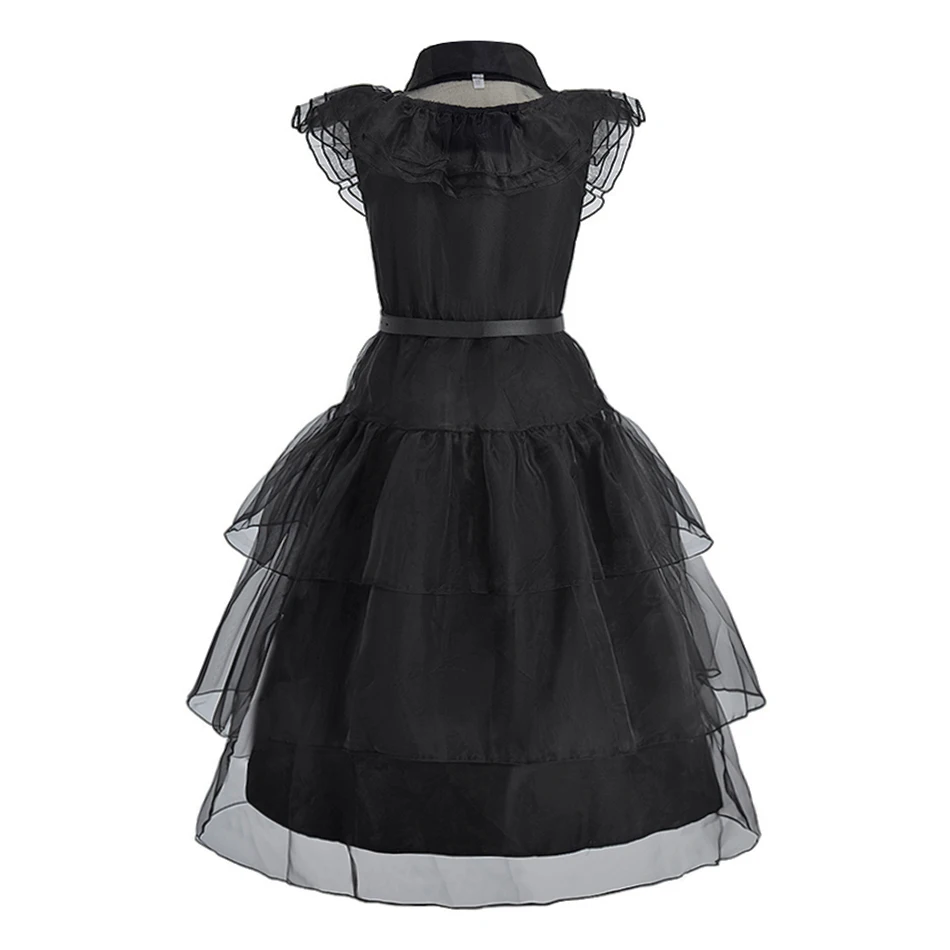 Girl Costume Kids Cosplay Black Witch Princess Dress Children Pageant Dinner Dress Girl Halloween Party Dancing Clothing