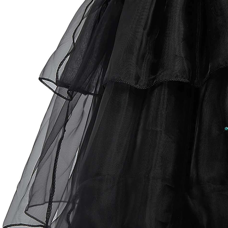 Girl Costume Kids Cosplay Black Witch Princess Dress Children Pageant Dinner Dress Girl Halloween Party Dancing Clothing