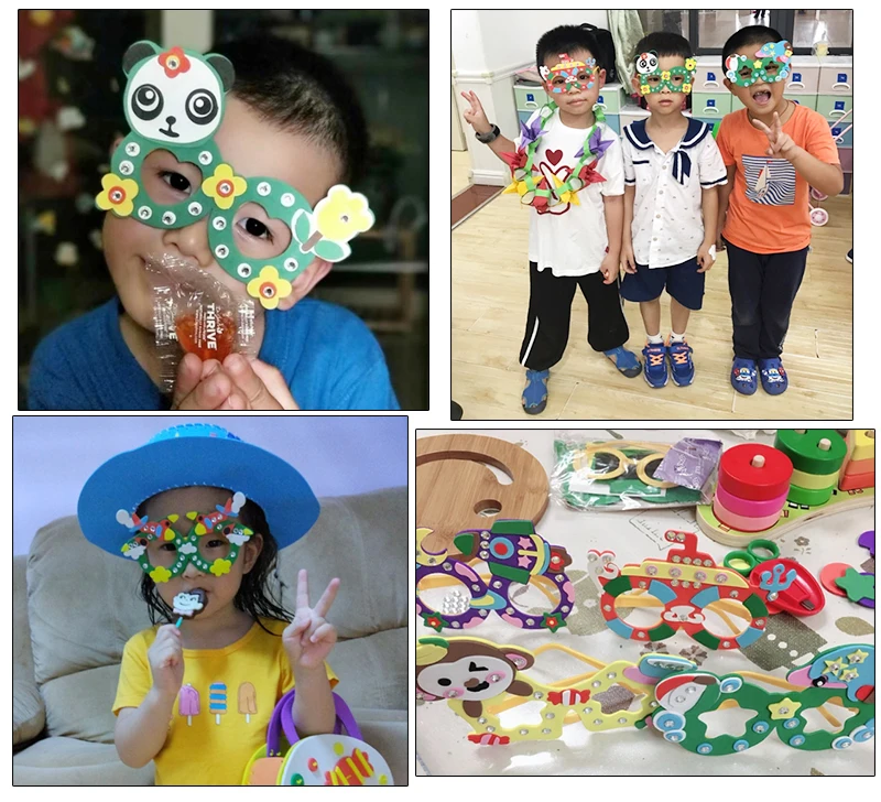 Children Kids DIY Eyeglasses Cute Cartoon Animal Eva Art Craft 5D Gem Diamond Eyeglasses Sticker Games Education Toys Gifts