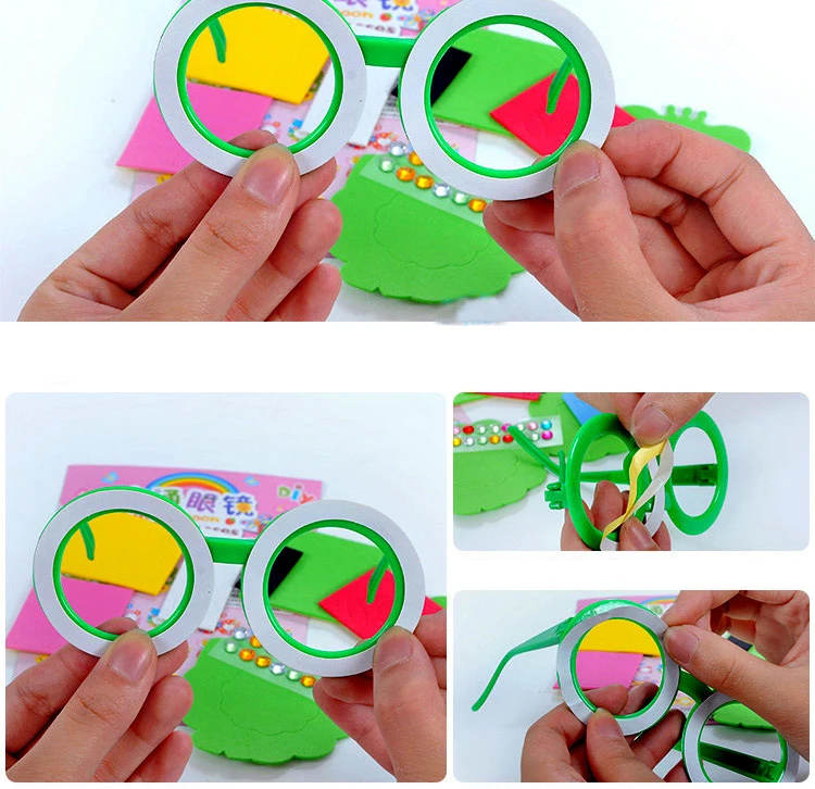 Children Kids DIY Eyeglasses Cute Cartoon Animal Eva Art Craft 5D Gem Diamond Eyeglasses Sticker Games Education Toys Gifts