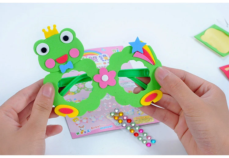 Children Kids DIY Eyeglasses Cute Cartoon Animal Eva Art Craft 5D Gem Diamond Eyeglasses Sticker Games Education Toys Gifts