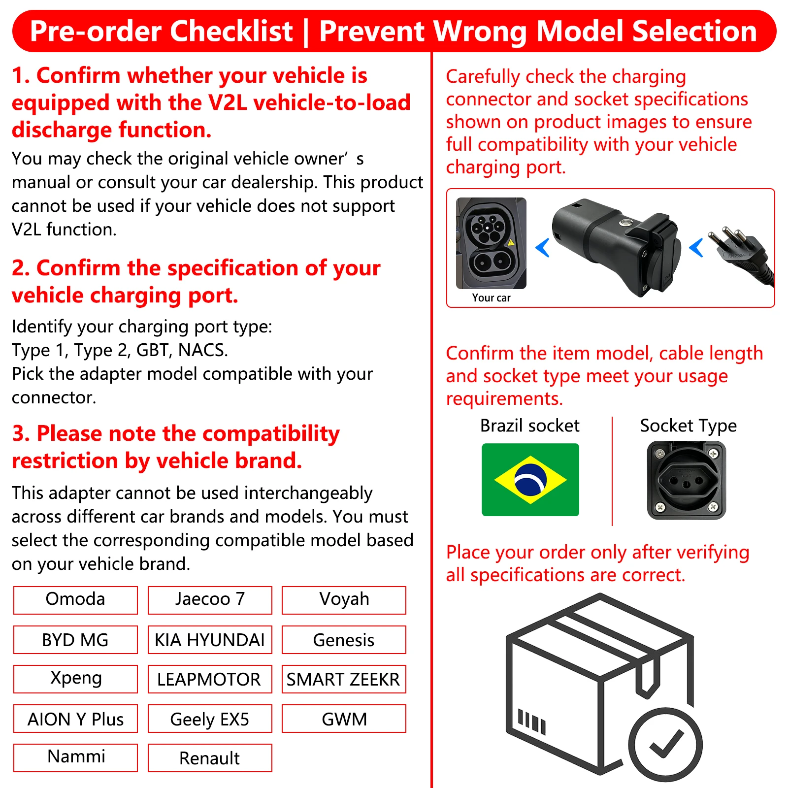 Type2 V2L Discharger with Power Off Button 16A Vehicle to Load Plug for BYD Geely Jaecoo MG Deepal Brazilian New Energy Vehicles