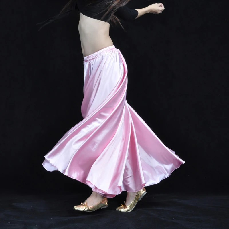 Shining Satin Long Spanish Skirt Swing Dancing Skirt Belly Dance Skirt Sun Skirt 14 Colors Available VL-310