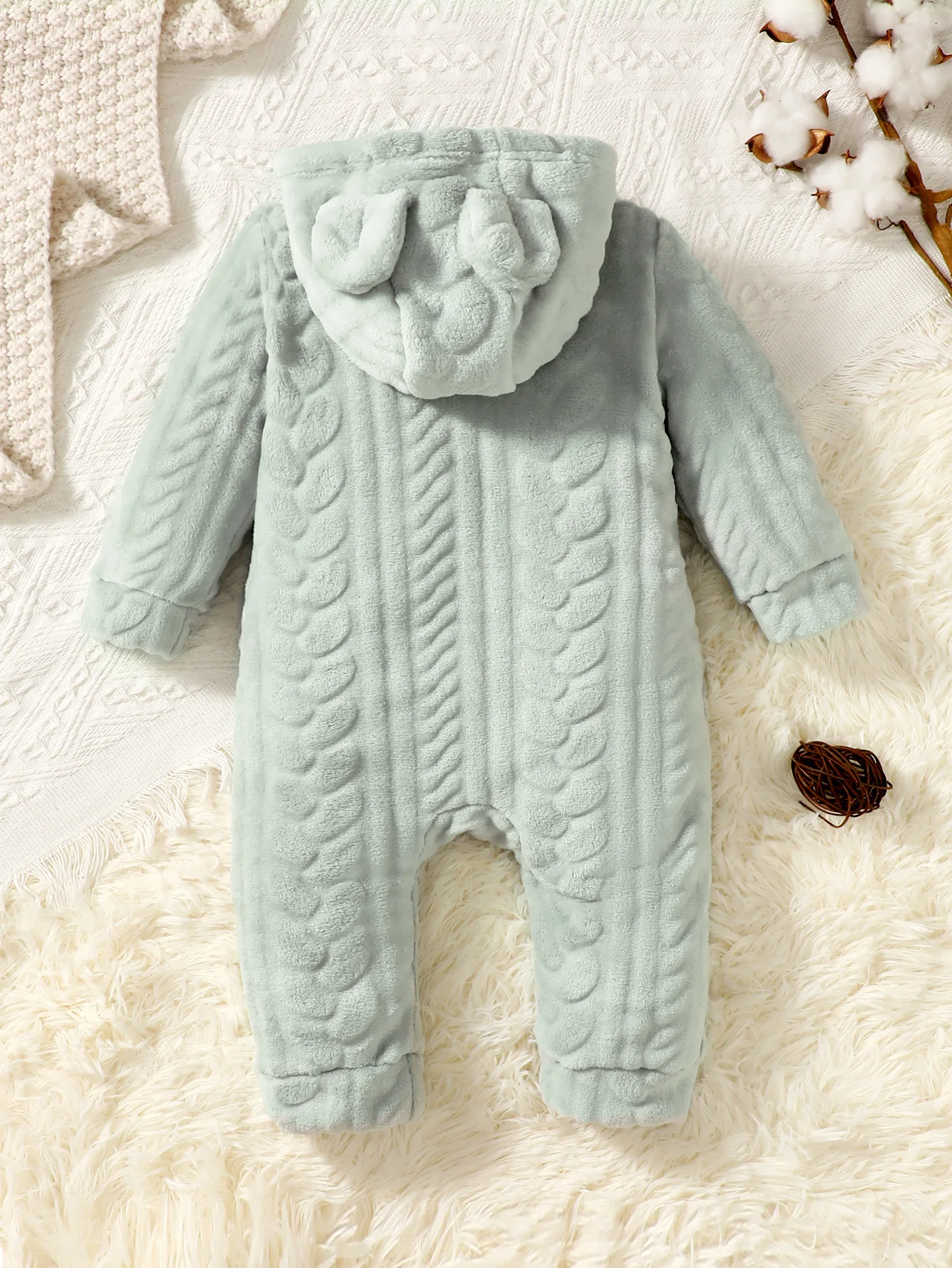 Baby Boys and Girls Plaid Romper Hooded Long Sleeved Plush Jumpsuit Winter Warm Bodysuit Clothes for 3-24 Months Toddler Boy