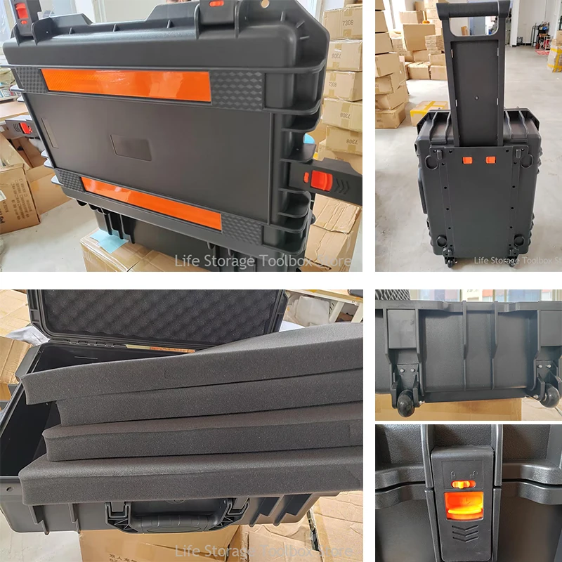 Large Tool Box ABS Waterproof Hard Carry Case Tool Box Pelican Hard Case Safety Instrument Tool Box on Wheels Tool Box Trolley