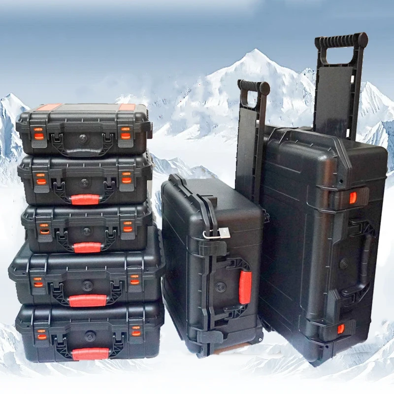 Large Tool Box ABS Waterproof Hard Carry Case Tool Box Pelican Hard Case Safety Instrument Tool Box on Wheels Tool Box Trolley