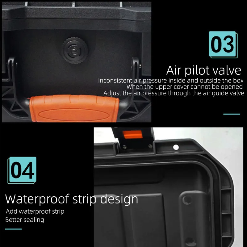 Large Tool Box ABS Waterproof Hard Carry Case Tool Box Pelican Hard Case Safety Instrument Tool Box on Wheels Tool Box Trolley