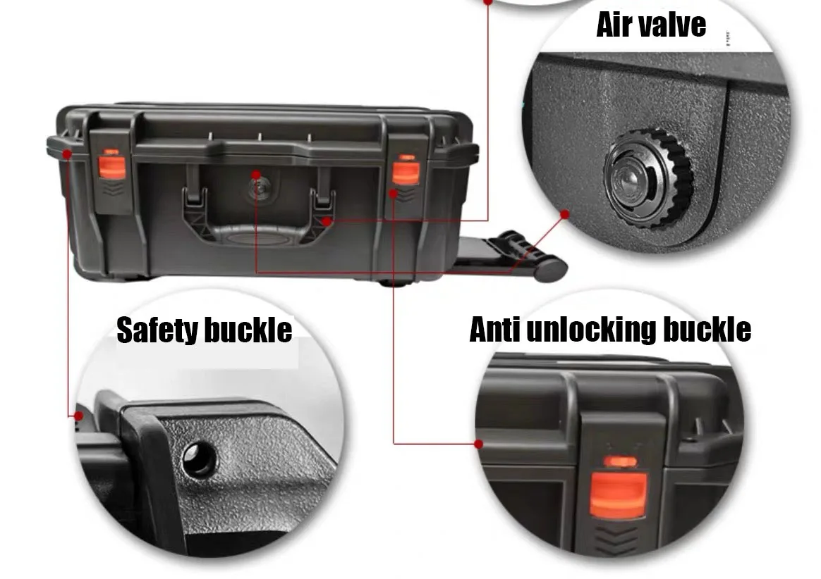 Large Tool Box ABS Waterproof Hard Carry Case Tool Box Pelican Hard Case Safety Instrument Tool Box on Wheels Tool Box Trolley